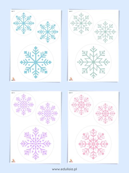 zimowe dekoracje do sali śnieżynki szablony