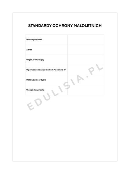 Standardy ochrony małoletnich w przedszkole wzór do pobrania