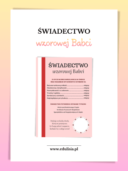 Świadectwo wzorowej Babci