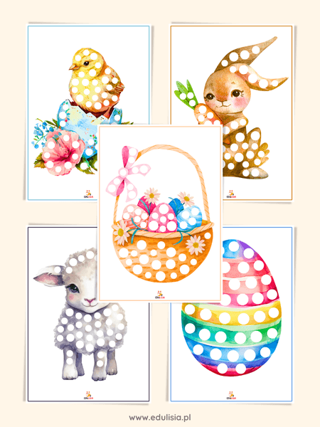 Święta wielkanocne - karty pracy - wyklejanki kolorowe