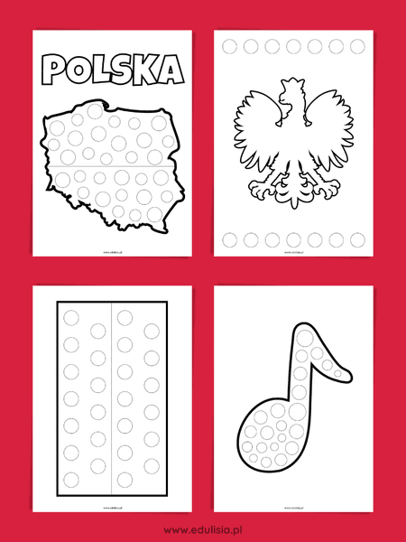 Polskie symbole narodowe wyklejanki do druku