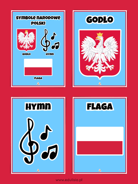 flaga godło hymn symbole narodowe polski plansze