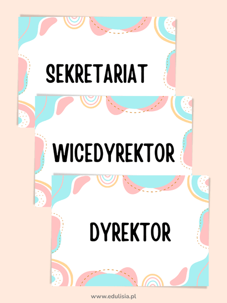 Plakaty informacyjne do przedszkola z nazwami pomieszczeń