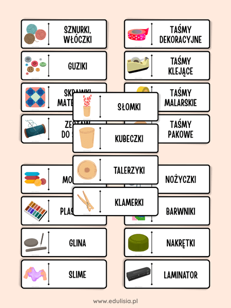 Podpisy na pojemniki z zabawkami dla dzieci do druku 