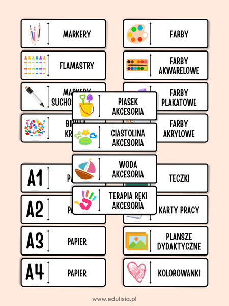 Podpisy na pojemniki z zabawkami dla dzieci do druku 