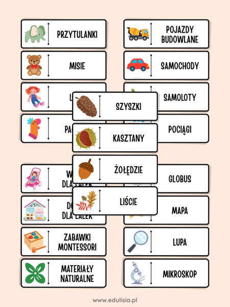 Podpisy na zabawki w kącikach - etykiety