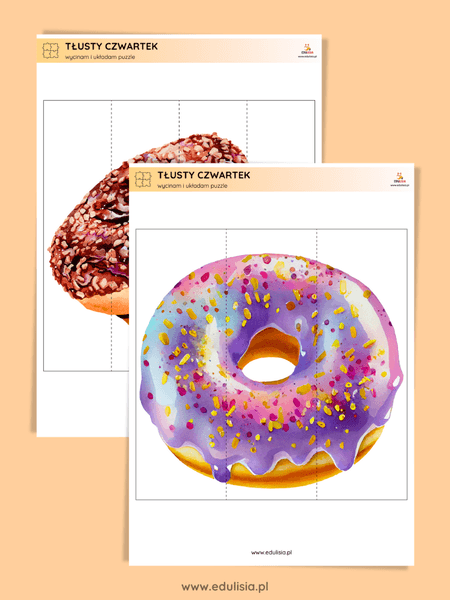 Puzzle z pączkami tłusty czwartek do pobrania