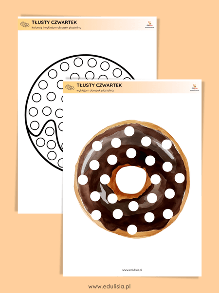 Wyklejanka z pączkami do druku - dekorowanie pączków