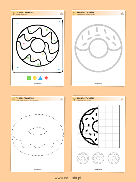Tłusty Czwartek Pączki Grafomotoryka Karty Pracy
