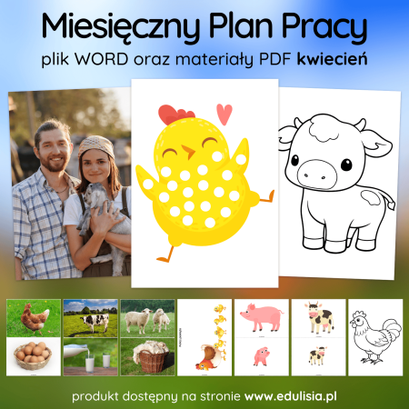 Plan Pracy Miesięczny Do Żłobka i Do Przedszkola Cele i Aktywności Kwiecień Wielkanoc Kosmos Teatr Zwierzęta na wsi PDF