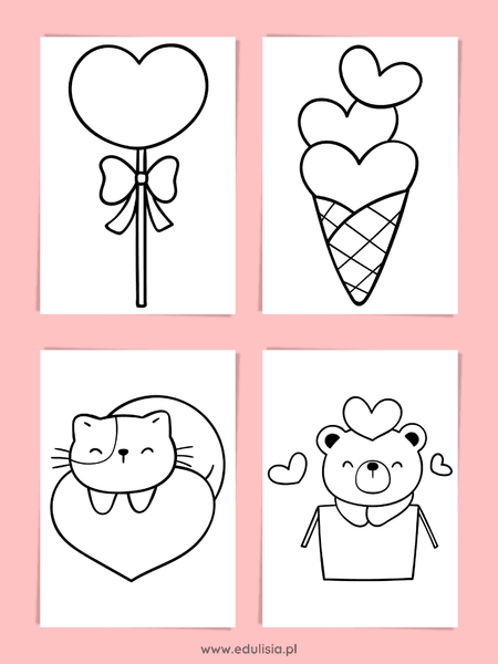 Kolorowanka walentynkowa do terapii ręki – precyzyjne kontury do malowania farbami