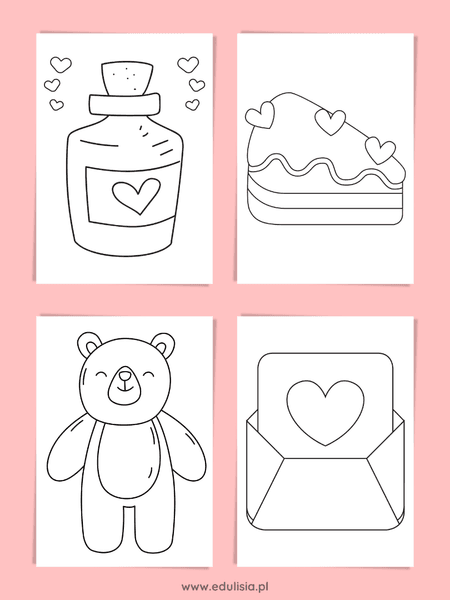 Walentynki - kolorowanki (A4)