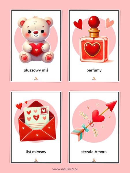 Walentynkowe plansze PDF na zajęcia dla dzieci do druku