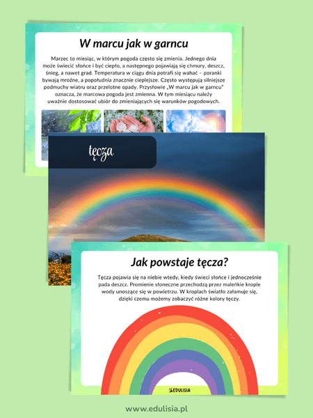 w marcu jak w garncu, jak powstaje tęcza? gazetka szkolna do druku