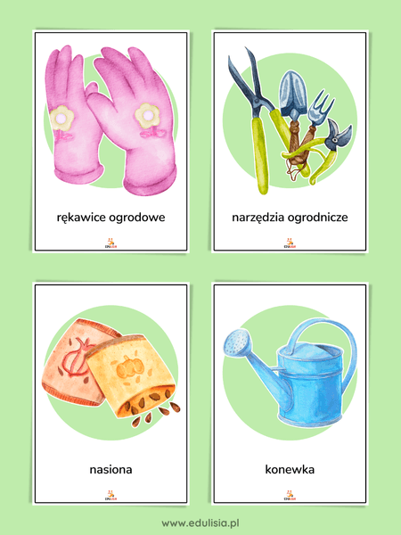 wiosna w ogrodzie - zestaw plansz edukacyjnych do druku