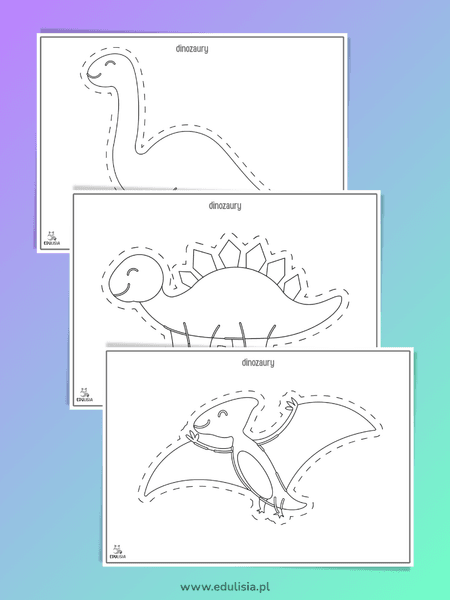 Karta pracy z dinozaurem do wycinania – terapia ręki