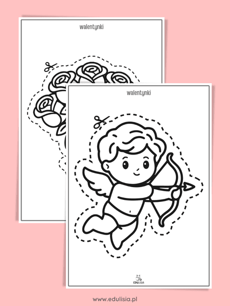 Zestaw do wycinania nożyczkami dla dzieci do pobrania - kwiaty, walentynki