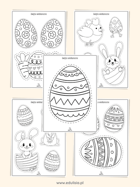 Święta wielkanocne - karty pracy - wycinanki