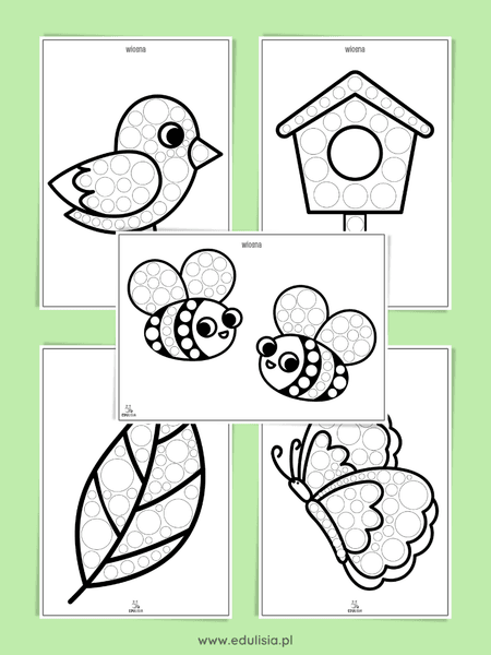 wiosenne wyklejanki plasteliną pdf do druku - zestaw przedszkole