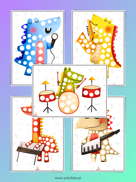 Dzień Dinozaura - karty pracy - wyklejanki kolorowe