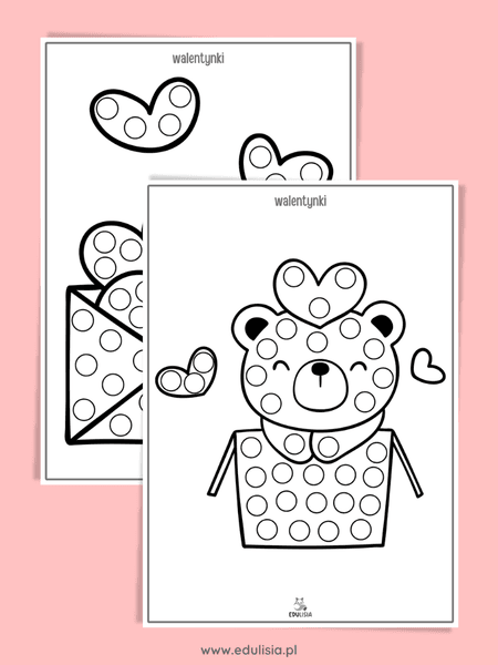 Wyklejanki do terapii ręki - misie, serduszka, walentynki - karty PDF