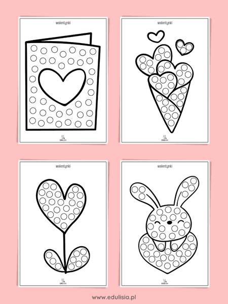 Walentynki - karty pracy - wyklejanki