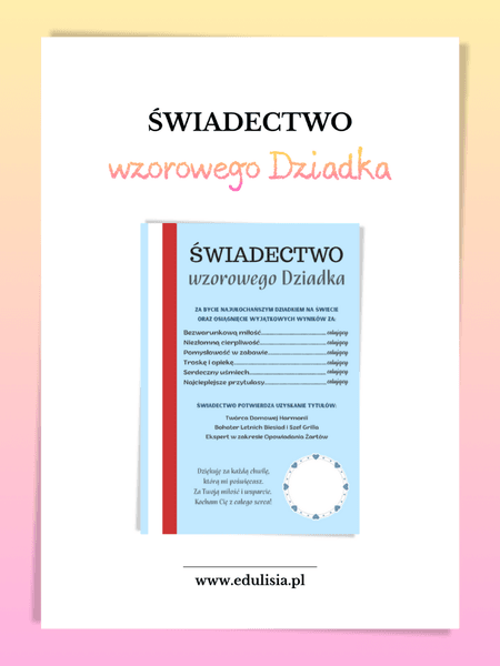 Świadectwo wzorowego Dziadka