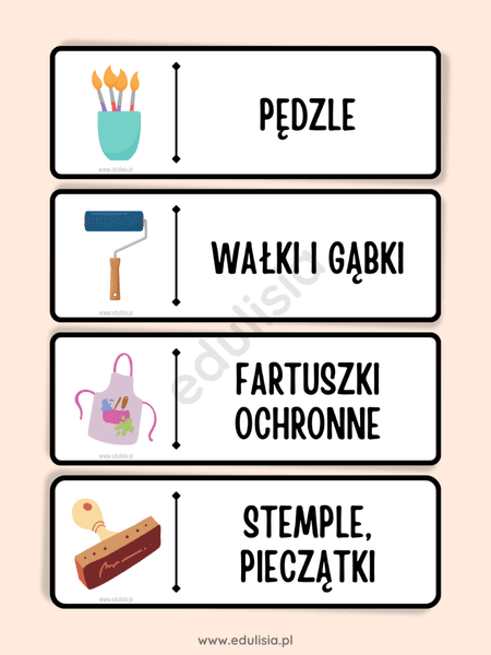 Podpisy na zabawki zgodne z organizacją stref i kącików