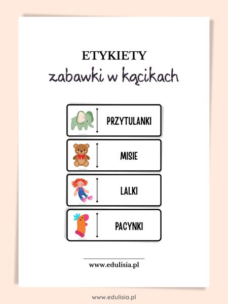 Podpisy na zabawki w kącikach - etykiety