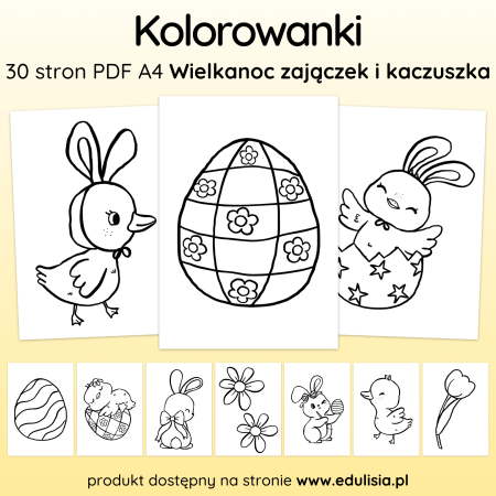 Wielkanoc Zajączek i Kaczuszka - Kolorowanki