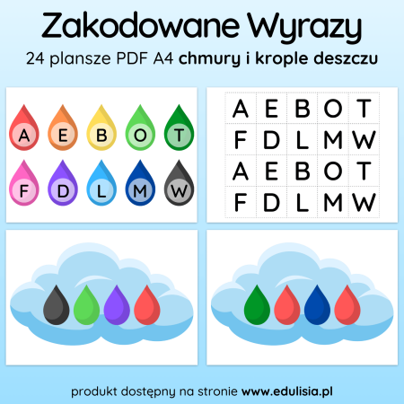 Chmury i Krople Deszczu - Zakodowane Wyrazy