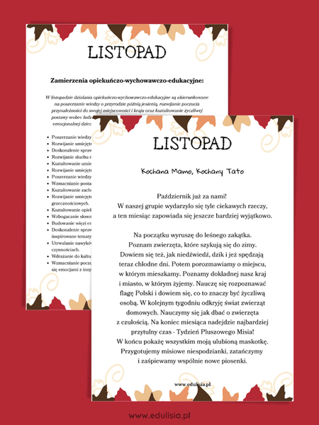 plan pracy listopad przedszkole