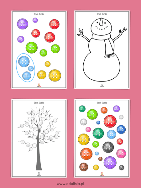 dzień guzika karty pracy do pobrania