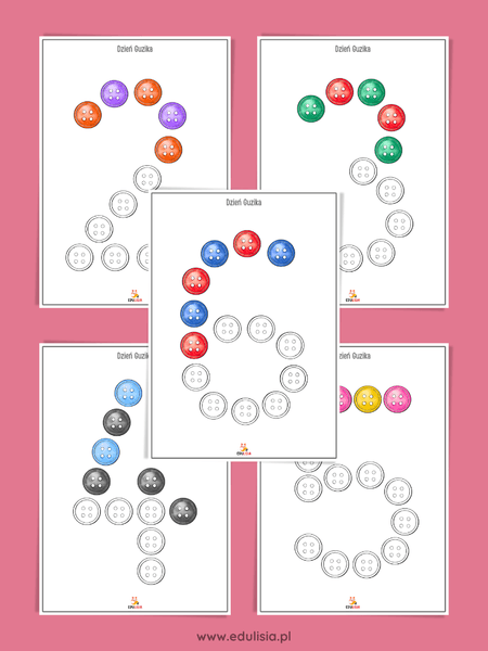 dzień guzika rytmy kolorowanie karty pracy cyfry 