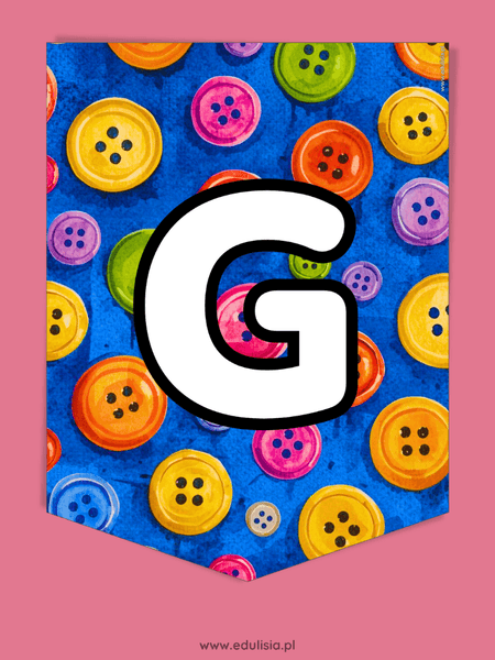 dzień guzika napis girlanda litery z guzikami do druku dekoracja