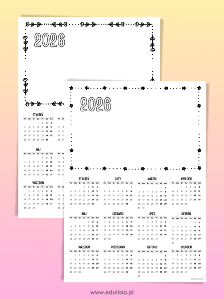 Kalendarz kolorowanka dla babci i dziadka 2026 