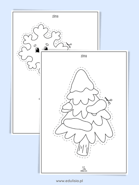 Zimowe wycinanki edukacyjne – śnieżynki, karty pracy zima do druku