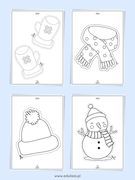 Zima - karty pracy - wycinanki