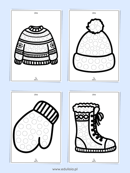 Zima - karty pracy - wyklejanki