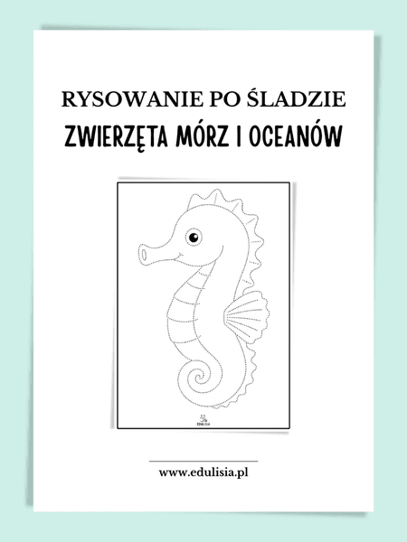 Zwierzęta mórz i oceanów - karty pracy - rysowanie po śladzie