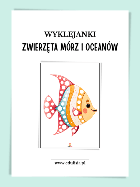 Zwierzęta mórz i oceanów - karty pracy - wyklejanki kolorowe