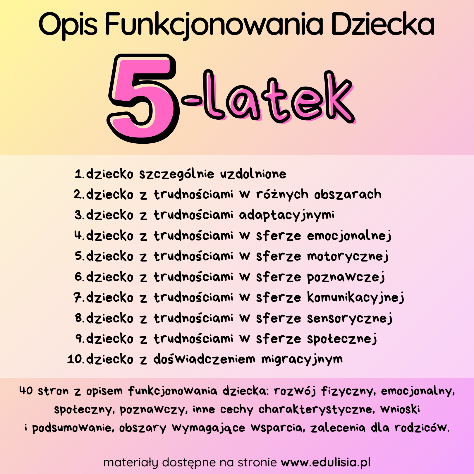 Arkusze Opinie o Dziecku w przedszkolu do edycji 