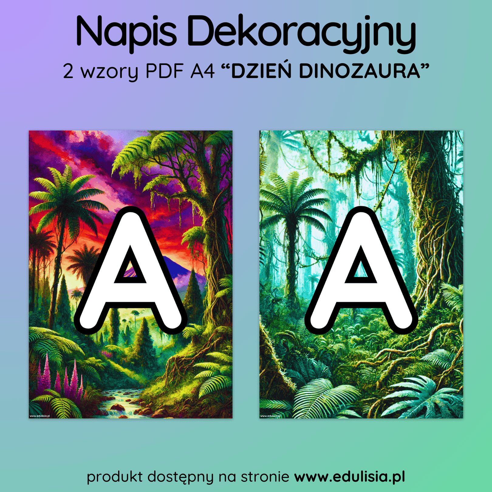 Dzień Dinozaura Napis A4 Dekoracja Dinozaury Litery Do Druku PDF