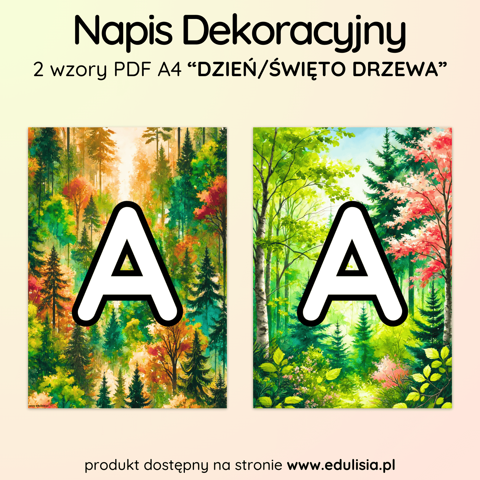 Dzień Święto Drzewa Październik Kwiecień Święto Ekologia Przyroda Napis Dekoracja Girlanda A4 PDF