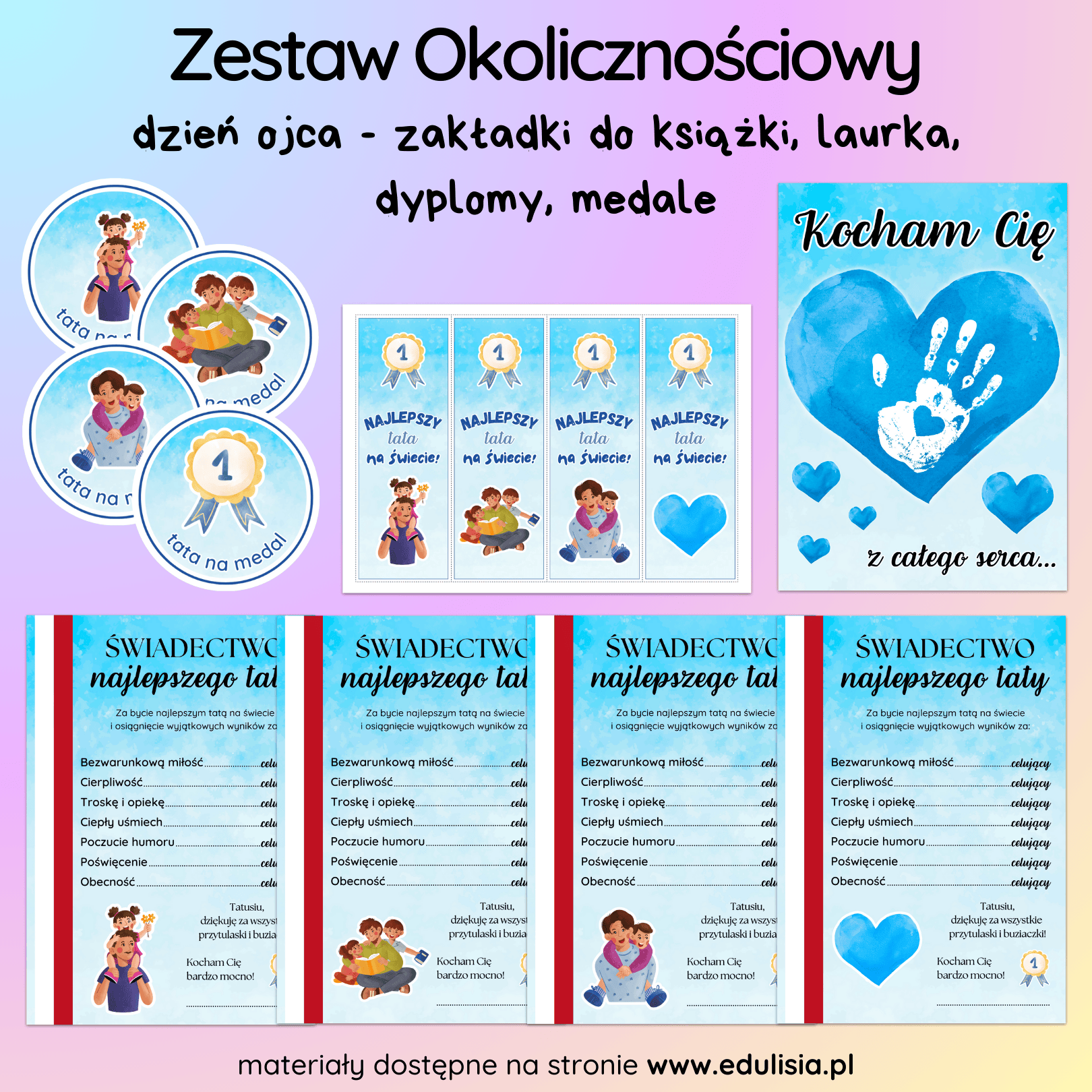 Dzień Taty Certyfikat Dyplom Medal Zakładka PDF Prezenty Dla Rodziców