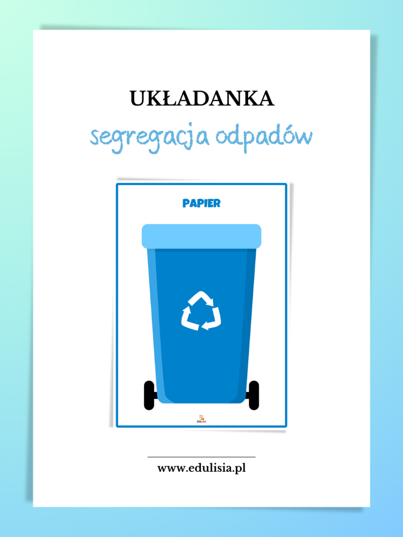 kolorowe kosze do segregacji śmieci - zabawa dla dzieci, układanka do druku