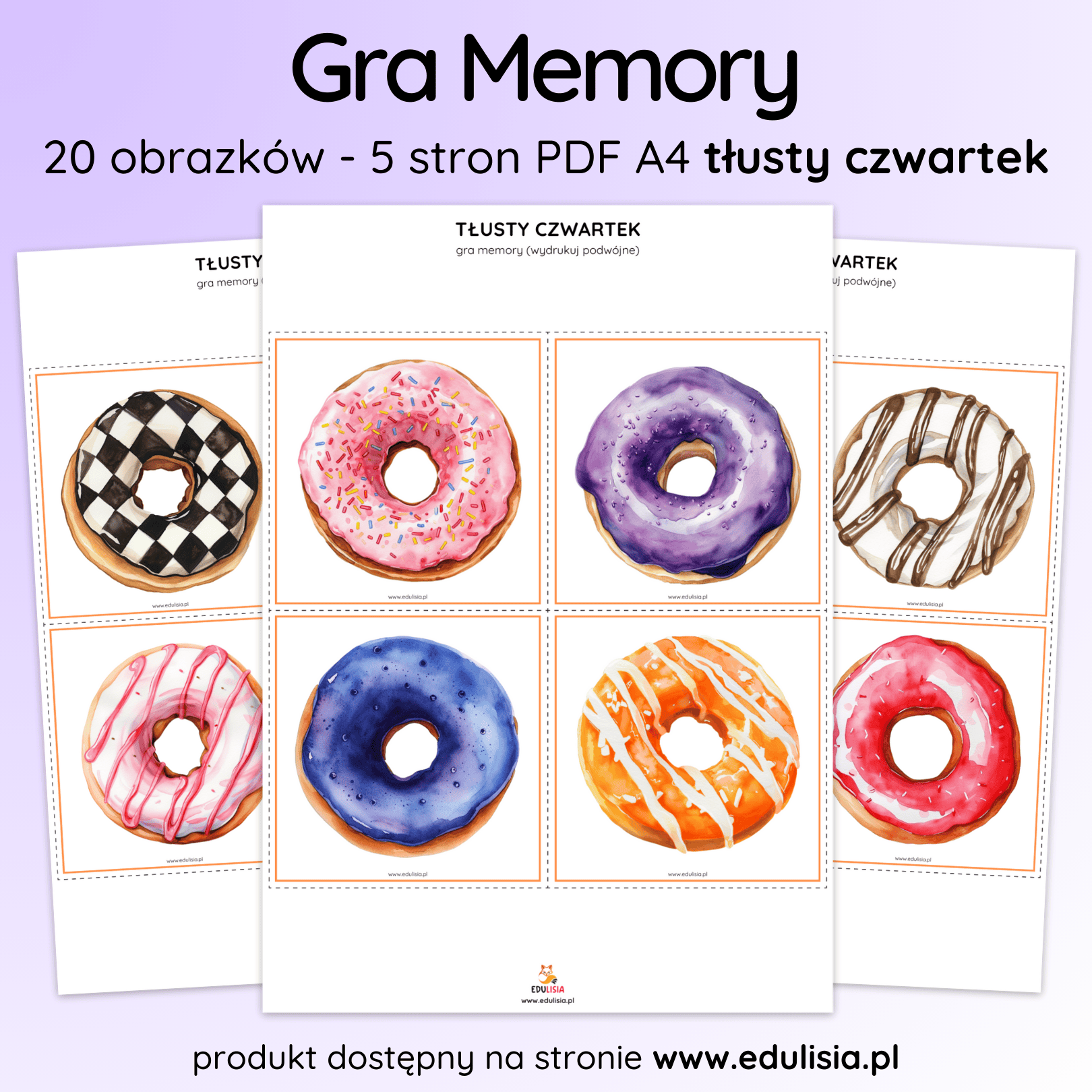 gra memory tłusty czwartek z pączkami do pobrania