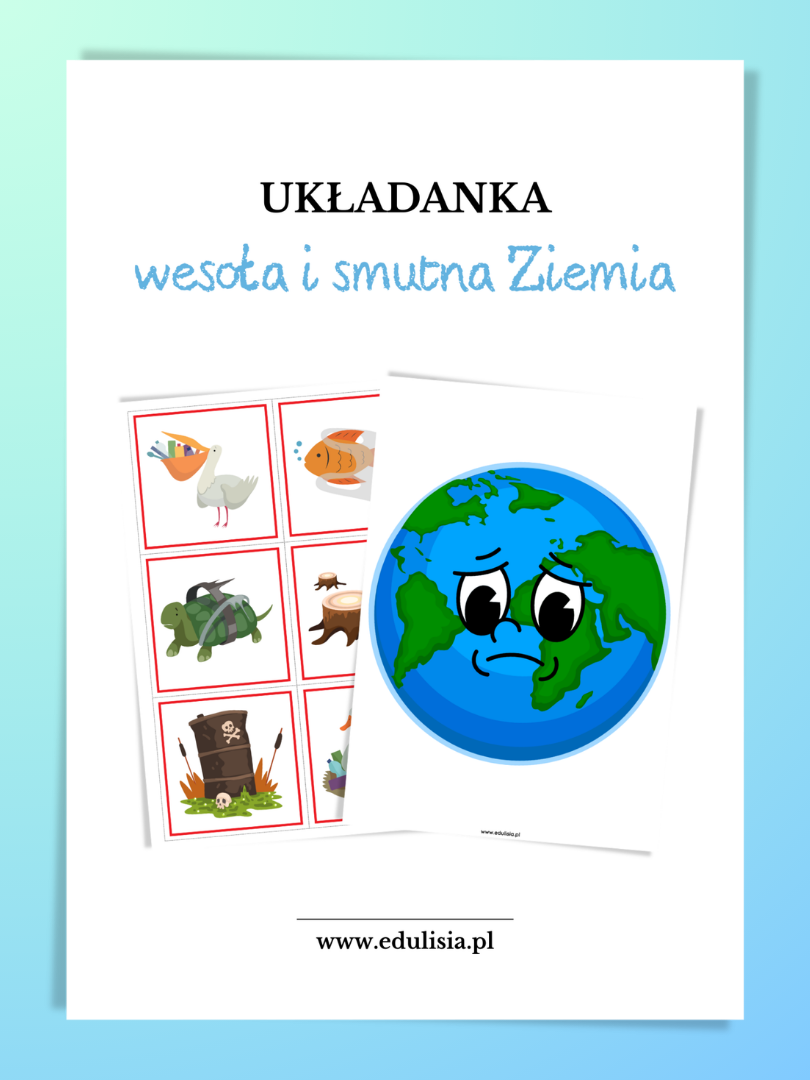 dzień ziemi - wesoła i smutna ziemia - układanka do druku