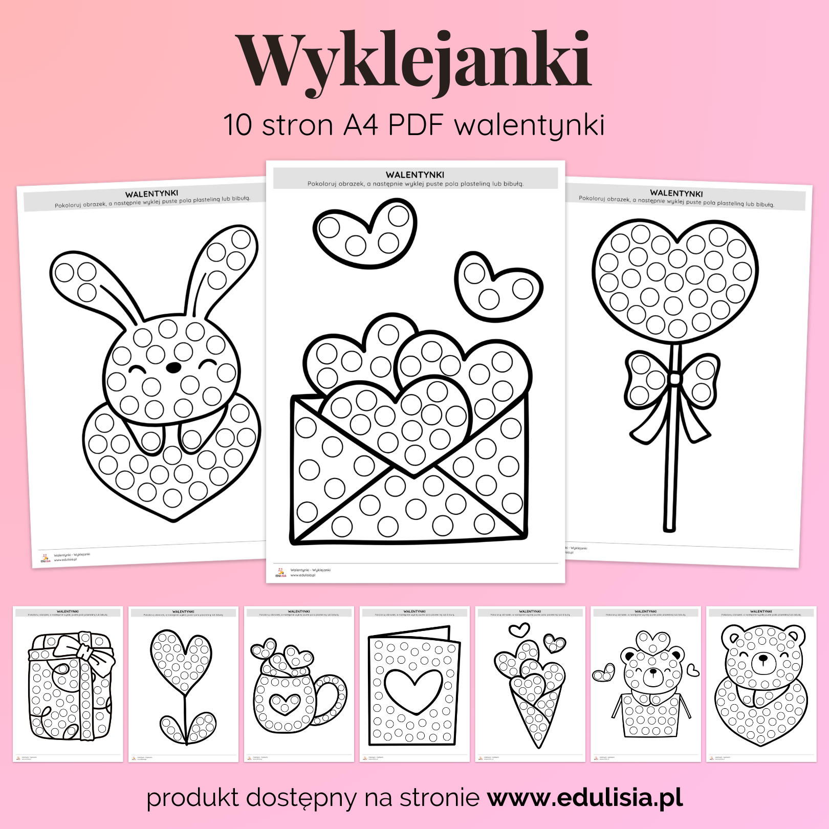wyklejanki na walentynki dla dzieci do druku pdf