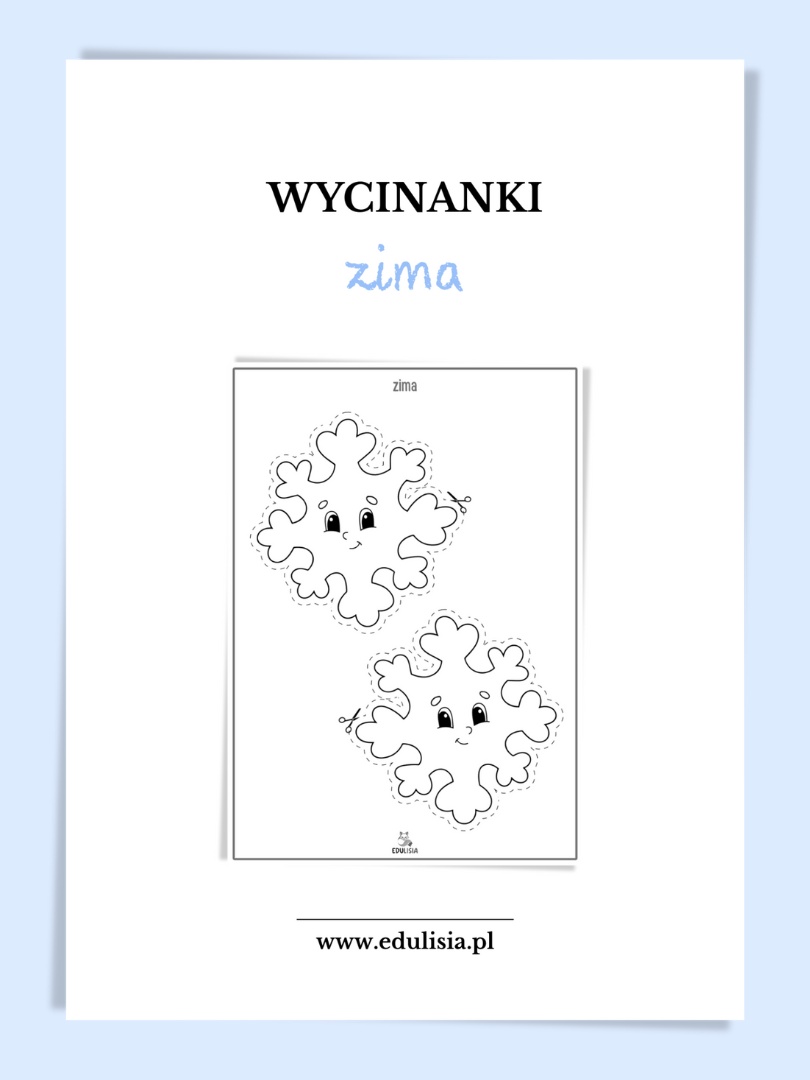 Zima – karty pracy – wycinanki do druku, zimowe szablony do wycinania dla dzieci